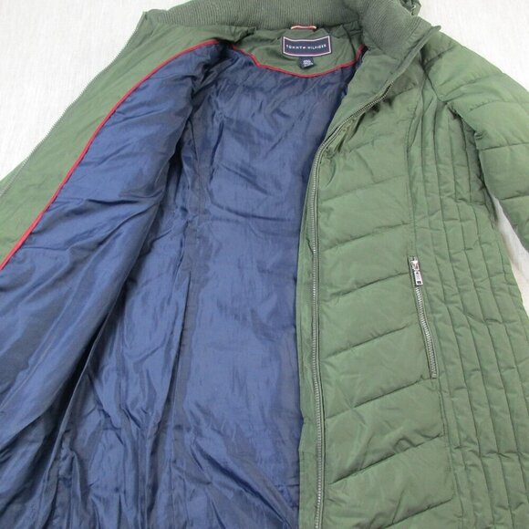 Tommy Hilfiger Puffer Jacket Womens‎ XL Green Zipper Pockets Lined Hooded Zip Up - Picture 7 of 12